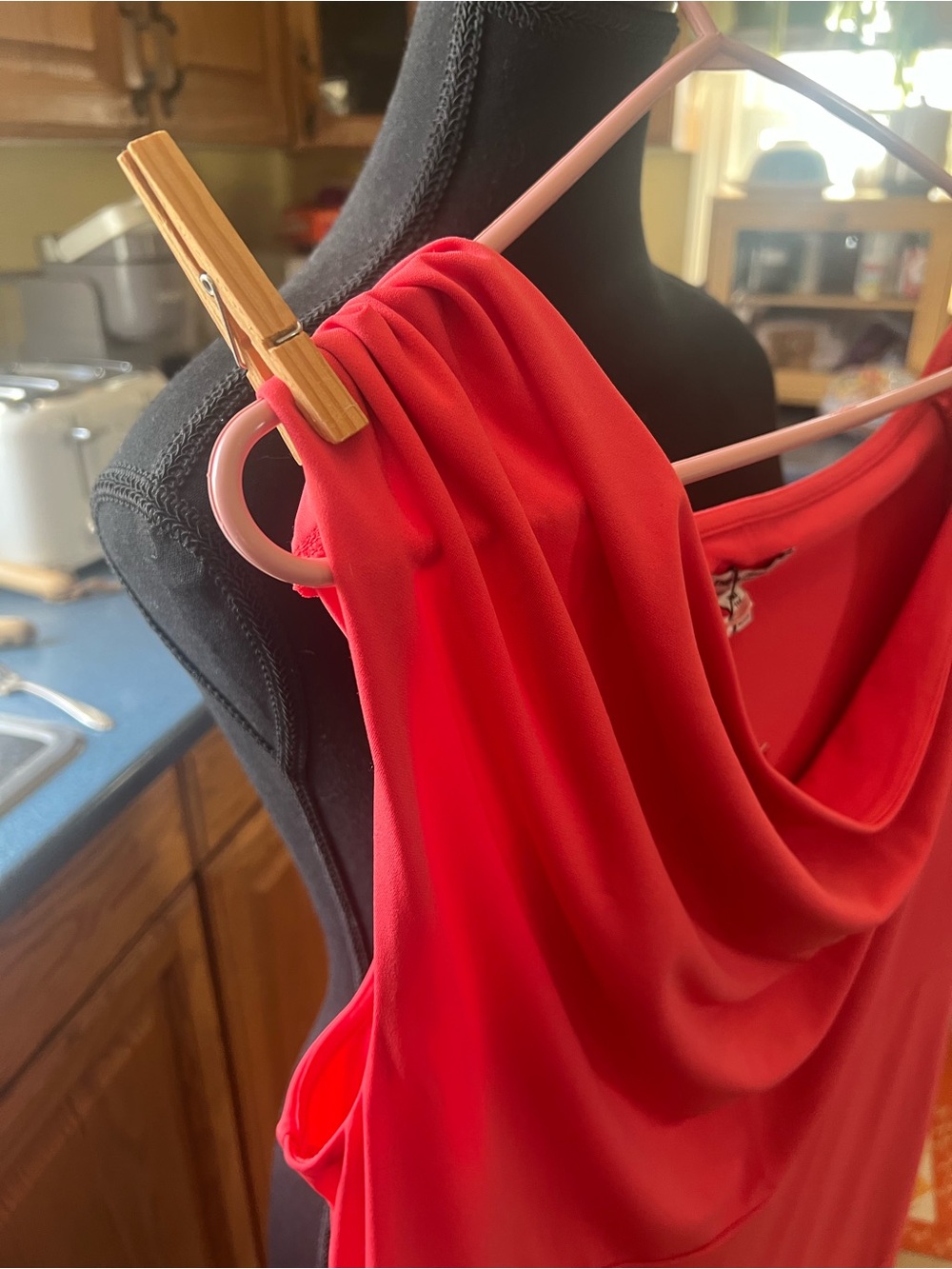 Old Navy Red one shoulder Midi Dress - Picture 2 of 9